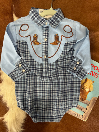 #100424 LW Western Embroidered Boot Onesie
