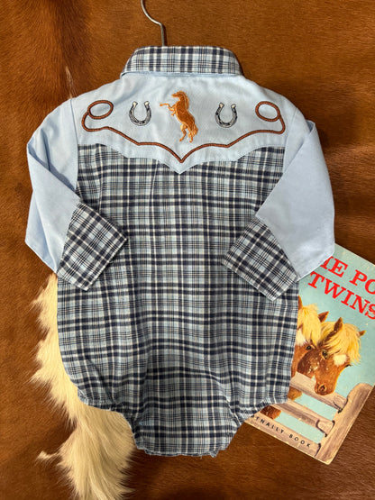 #100424 LW Western Embroidered Boot Onesie