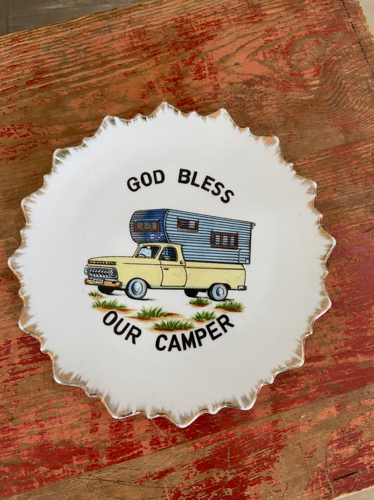 #032424 Vintage Bless Our Camper Plate