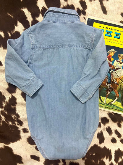#010225 OshKosh Light Blue Baby Onesie 24 Months