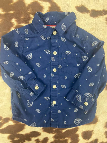 #010225 Carter's Boys Bandana Print Shirt Size 9M
