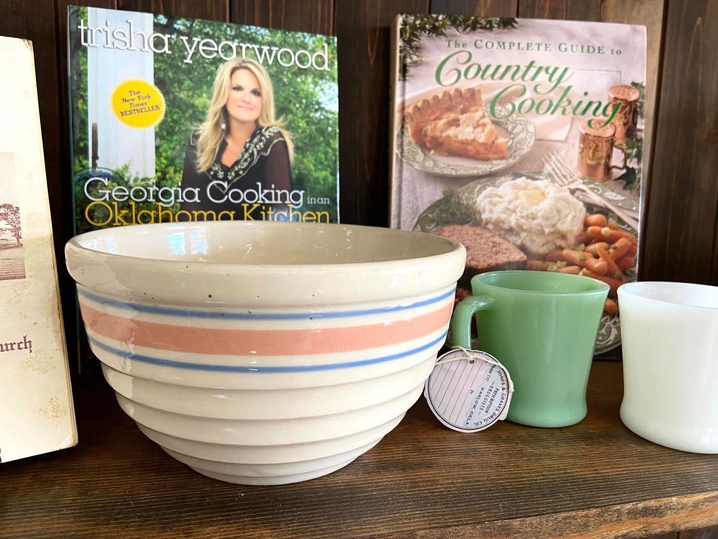 LW Striped Blue & Pink Stoneware - Crock Bowl