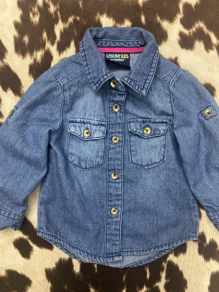 #010325 Genuine Kids By OshKosh Denim Shirt Size 12M