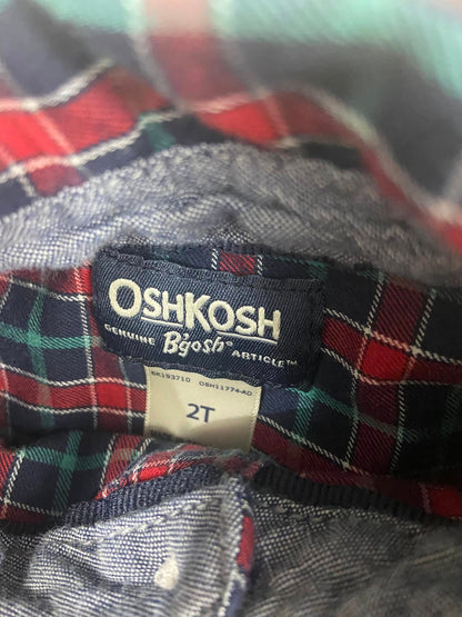 #010425 OshKosh Shirt Size 2T Red Blue Green Plaid