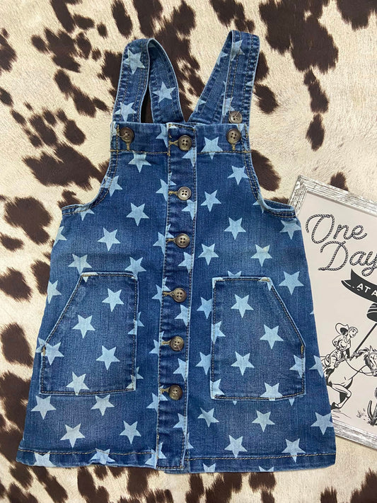 #010225  Denim Dress With Stars Size 3T