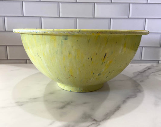 LW Vintage 1960s Melamine Lime Yellow Speckled Bowl