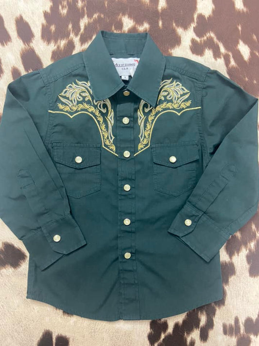 #010325 Ace Of Diamond Green Shirt Size 4